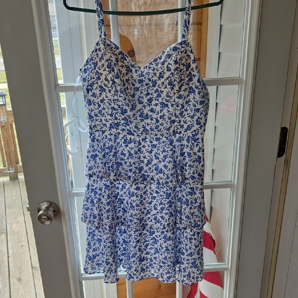 by & by Dresses & Skirts - by & by White Dress with Blue Floral Print